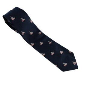 Monsieur Bernard American Collection Men's Vintage Tie Navy Blue Sailboat